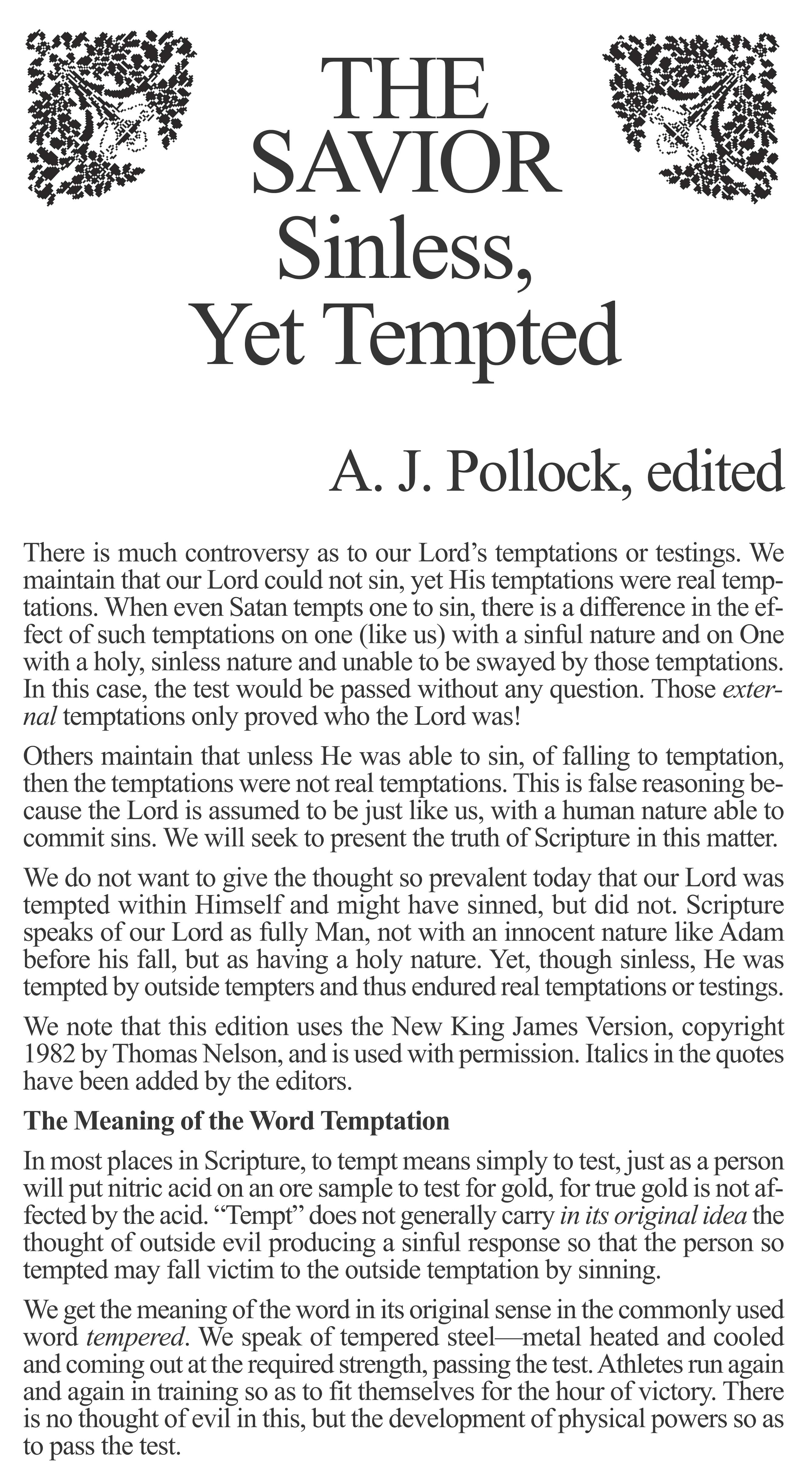 The Savior Sinless Yet Tempted_AJP